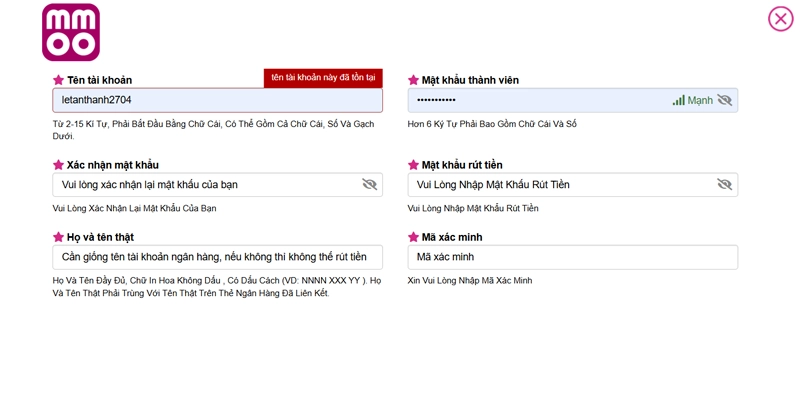 Biểu mẫu đăng ký MMOO